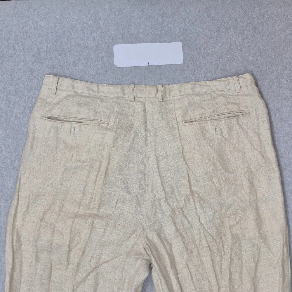 VINTAGE Natural Issue By Feldini Men Pants 36X29 Beige Linen Modernized 28